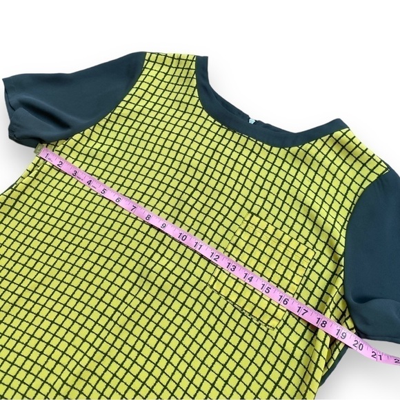 HALOGEN Checked Lime Green and Gray High-Low Tunic Blouse | Size Medium - Picture 11 of 12